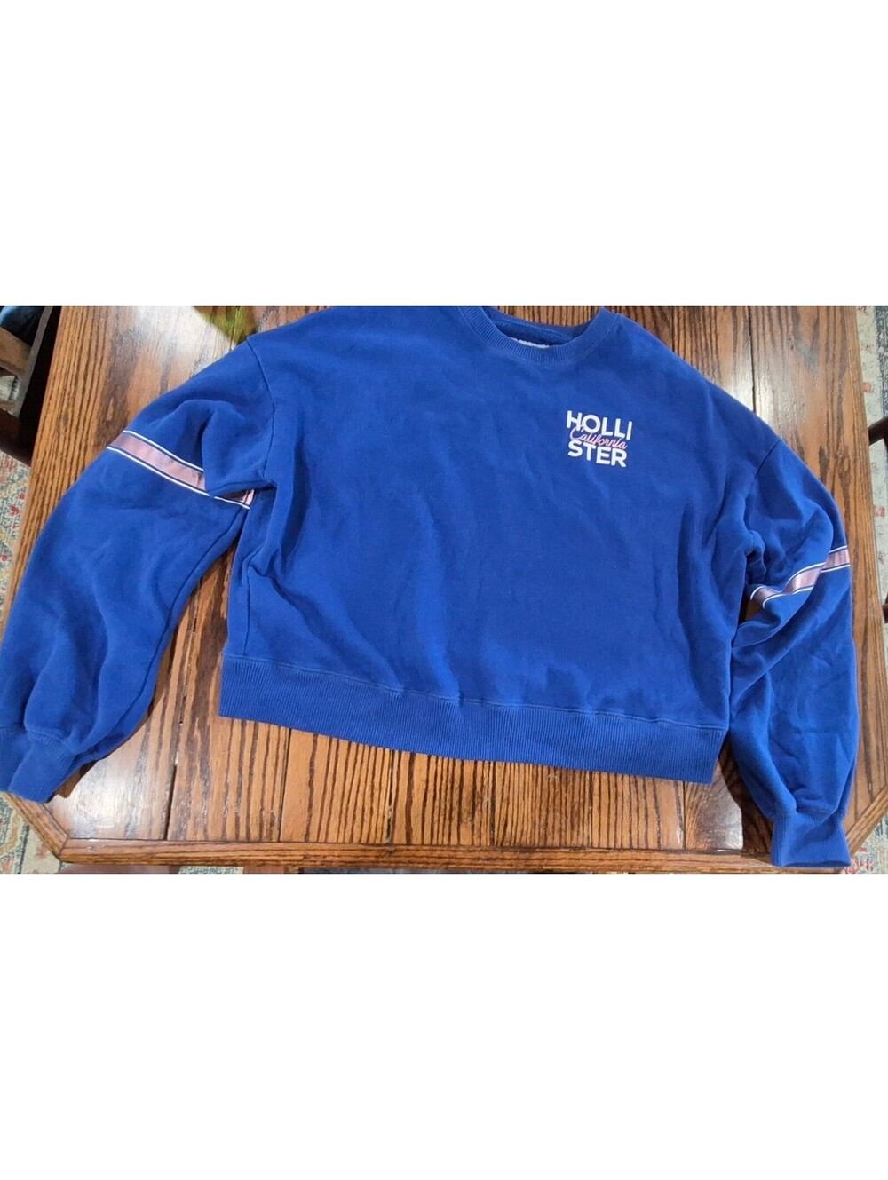Hollister Royal Blue Cropped Graphic Sweatshirt Crewneck
